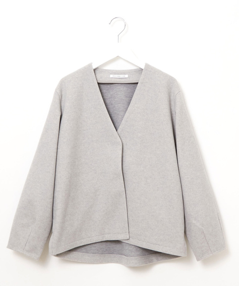 レディース ウールブレンド メルトン風 カットカーディガン【一部店舗