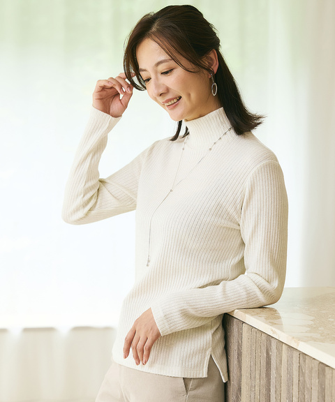 レディース ラメ糸 ハイネック カットソー通販 [0202-55260