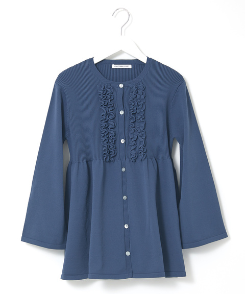 レディース フロントフリル ペプラム カーディガン【一部店舗限定