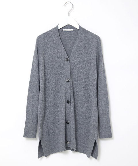 グレー ウール100% Mサイズ カーディガン 洗える】ソフトウールハイゲージ カーディガン / 自由区 L