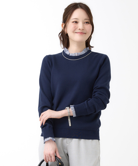2WAYフリル クルーネック ニット【オンラインショップ・一部店舗限定】【手洗いOK】 
