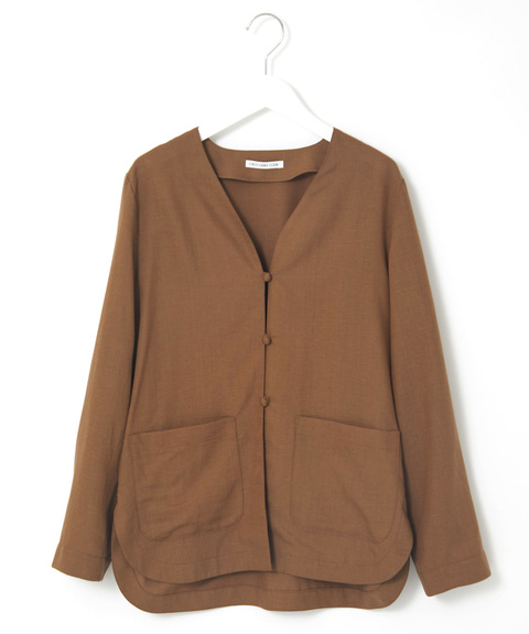 レディース リネンブレンド クルミボタン ジャケット【一部店舗限定