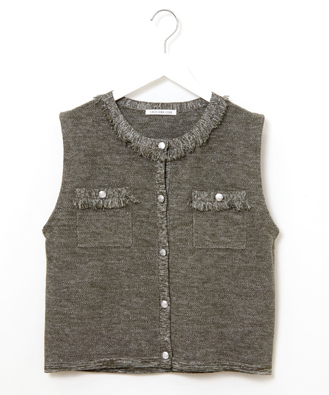 ☆即購入可能です☆新色ツイード　黒×グレー×ラメツイードジレ　モノトーンツィード レディース ラメツイード ジレ通販 [0204-55451] - クロコダイル