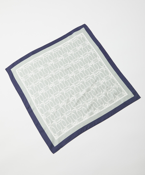 45R☆シルクツイルのレジメンタイル 大判風呂敷スカーフ再び/ サックス