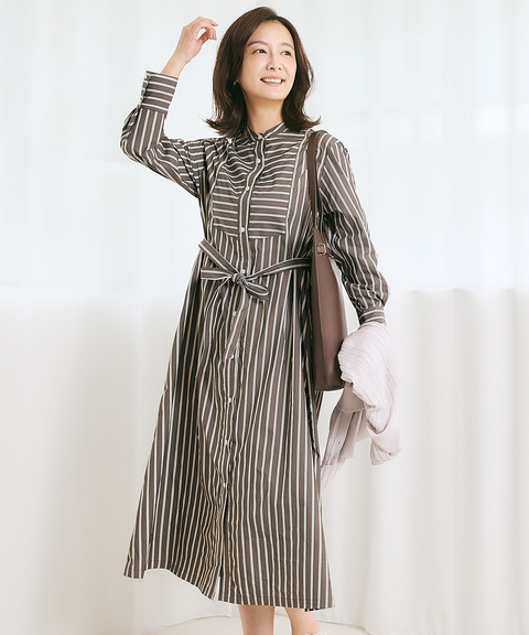 みらい　ワンピース 小さいサイズ】Vネックフレンチスリーブワンピース/洗える(ワンピース