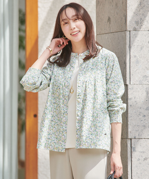 レディース 小花柄プリント ピンタックデザイン ブラウス通販 [0301