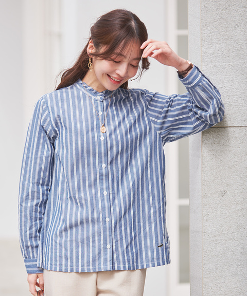 レディース カットドビー ストライプ ブラウス通販 [0301-51104