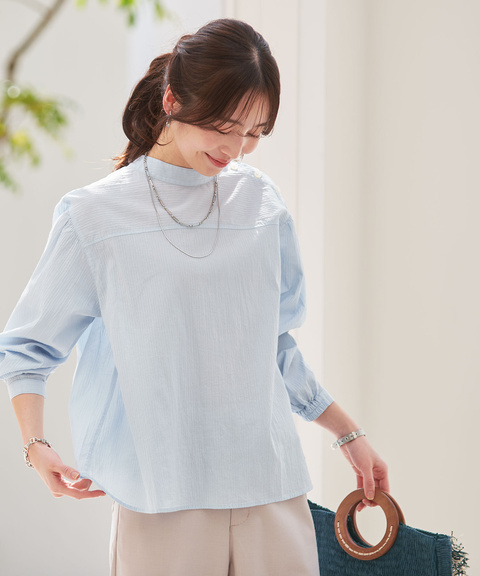 レディース ハイネック 肩ボタン ブラウス通販 [0301-53100