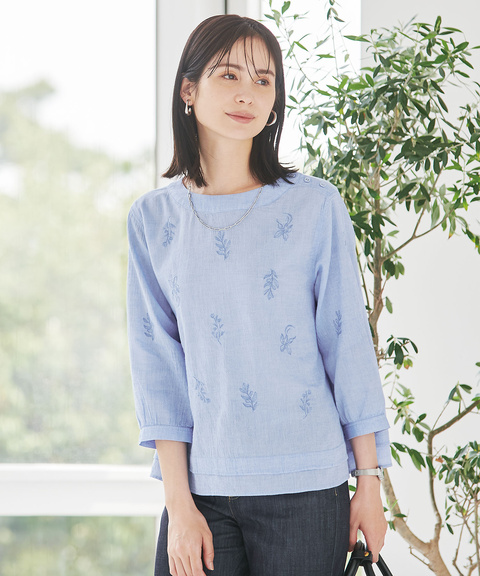 レディース レイヤード風 刺繍 ブラウス通販 [0301-53110