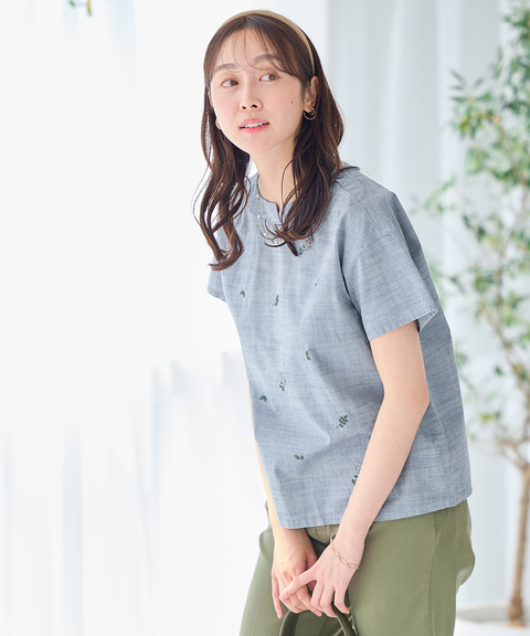 定価3,6万＊人気 プランテーション ブーケステッチシャツ M 刺繍 日本製 レディース ファインフラワーステッチ【シャツ】 通販 [0301-63122