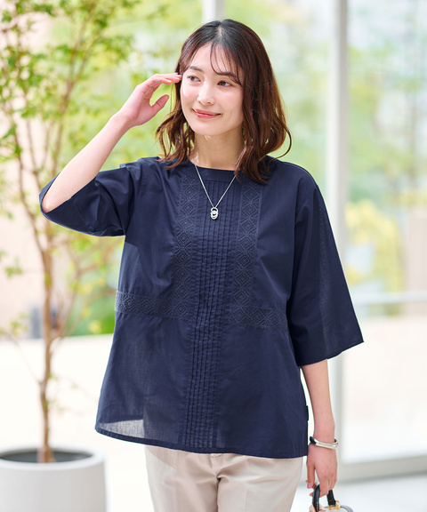 レディース ピンタック 刺繍 ブラウス【オンラインショップ・一部店舗