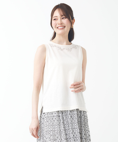 新品タグ付き❤️cpgゴルフ レディース ノースリーブ タンクトップ 白 Mサイズ レディース コットンブレンド プリント タンクトップ通販 [0302-53209