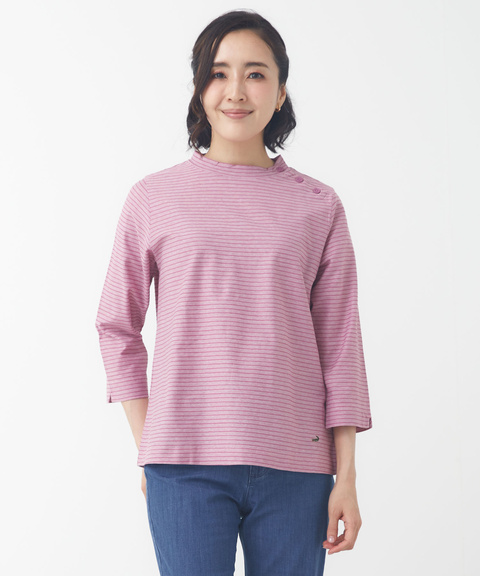 レディース スノーコットン ボタンデザイン カットソー【接触冷感