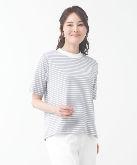 レディース モックネック ボーダー Tシャツ通販 [0302-53222