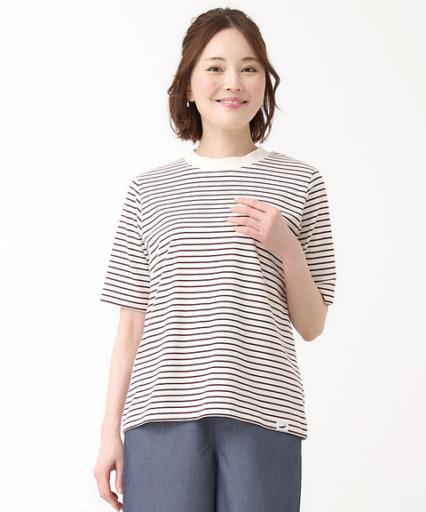 レディース モックネック ボーダー Tシャツ通販 [0302-53222