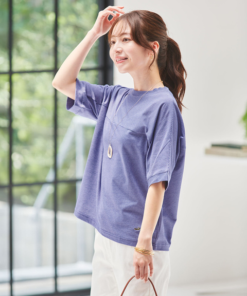 レディース ストライプ 切り替え カットソー通販 [0302-54202