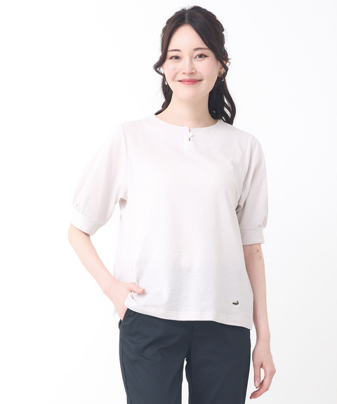 レディース ストライプ柄 五分袖 カットソー通販 [0302-54206