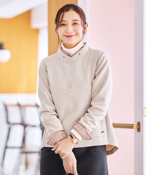 月模様のベージュ長袖トップス KOBE LETTUCE（神戸レタス） セール Tシャツ 長袖 レディース