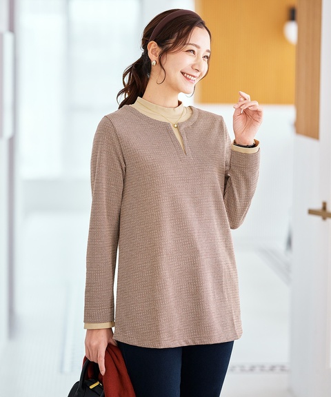 レディース 千鳥柄 ドッキング チュニック通販 [0302-56203