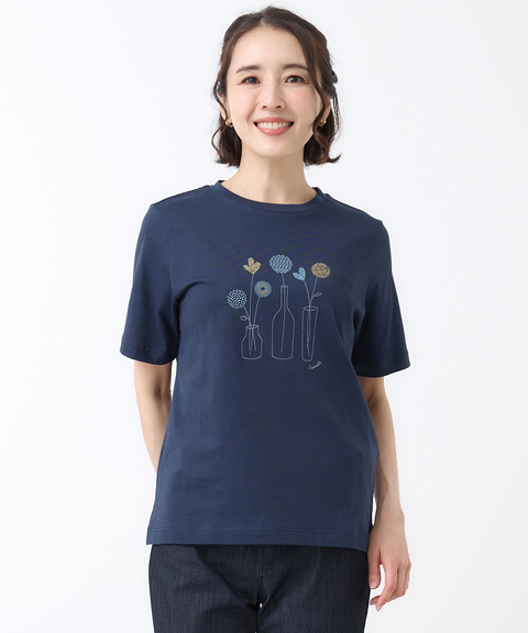 レディース フラワーモチーフ 半袖 Tシャツ通販 [0302-63209