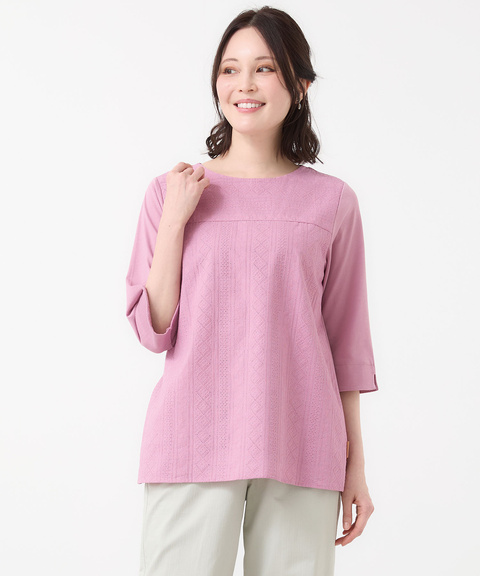 レディース 刺繍切り替え 七分袖 カットソー通販 [0302-63216
