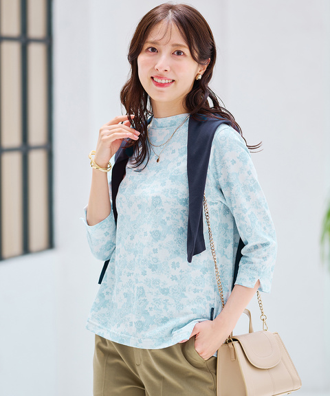レディース 花柄プリント 七分袖 Tシャツ通販 [0302-65205