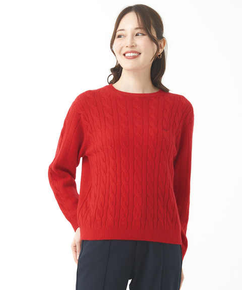 レディース カシミヤ ケーブル プルオーバーニット【一部店舗限定