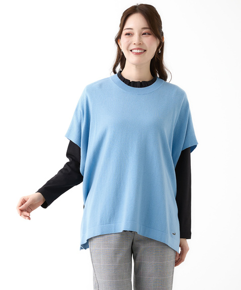 レディース ウールブレンド ポンチョ風 ニット ベスト【手洗いOK】通販