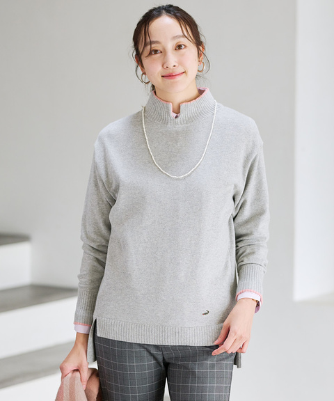 レディース ウールブレンド スリット ニットチュニック【手洗いOK