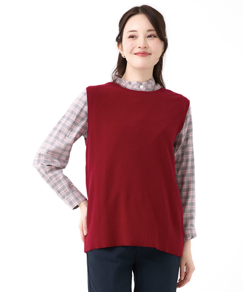 「いつものコーデが広がる」あったかウールのニットベスト レディース ウールブレンド 2WAY ニットベスト【手洗いOK】通販 [0303