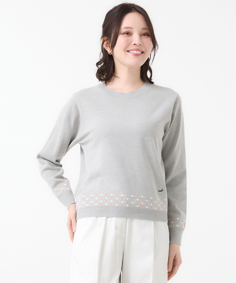 レディース ジャカード柄 クルーネック ニット【手洗いOK】通販 [0303