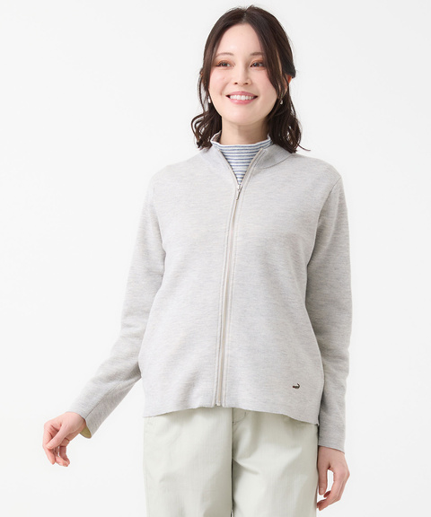 レディース ダブルニット ジップカーディガン【手洗いOK】通販 [0303