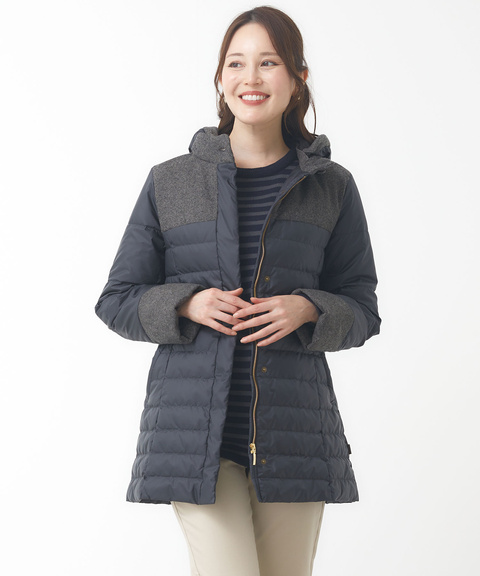 レディース フード付き 切り替えデザイン ダウンコート通販 [0304