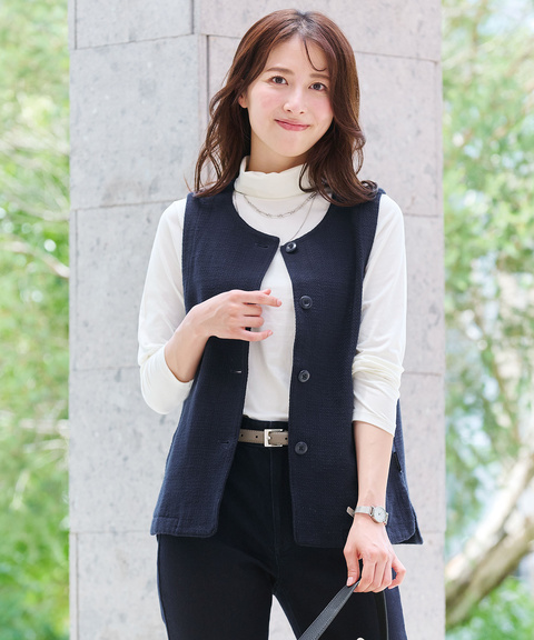 レディース ツイード ノーカラー ベスト通販 [0304-55400