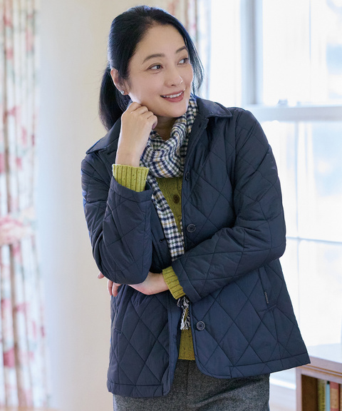 新品未使用　クロコダイル　中綿ジャケット　ネイビー レディース クロコダイルタータン ダイヤキルト 中綿 ジャケット通販