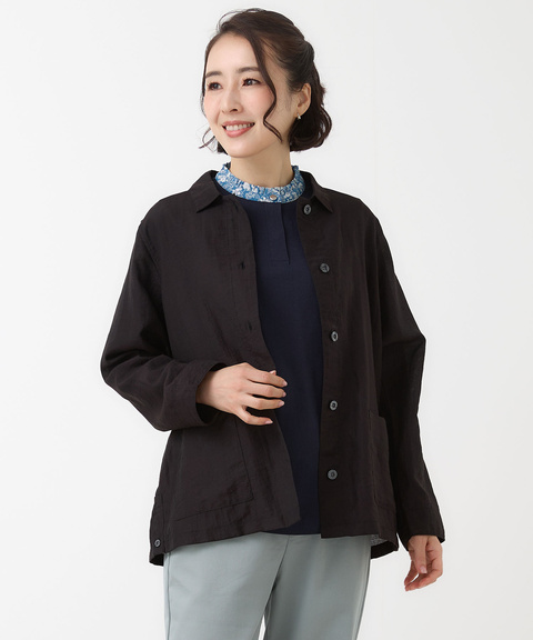 レディース リネンブレンド シャツ ジャケット【手洗いOK】通販 [0304