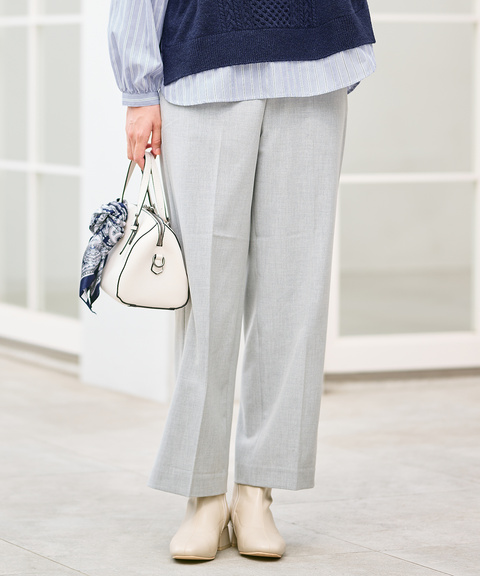 レディース センタープレス セミワイドパンツ 通販 [0305-55504