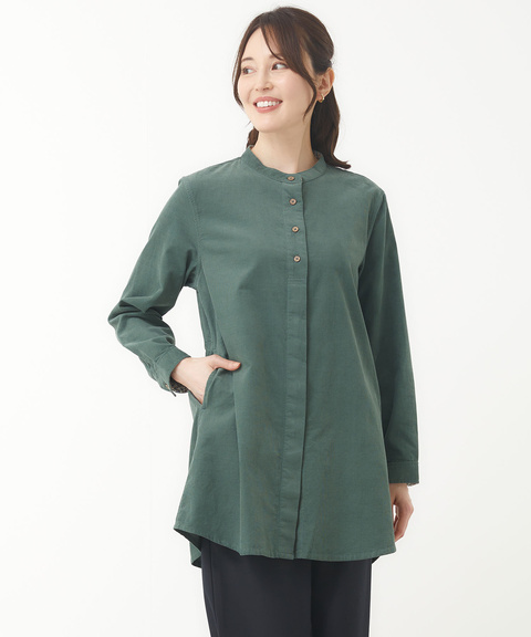 レディース コーデュロイ バンドカラー チュニック通販 [0321-47701