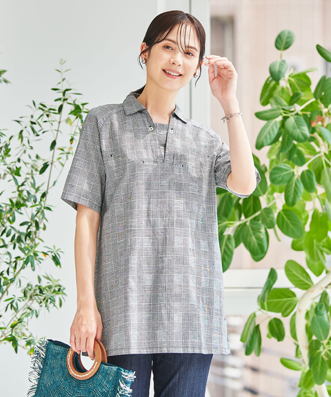 美品 ヌキテパ バンダナパターン スキッパーブラウス チュニック丈 総柄 黄 美品 ヌキテパ バンダナパターン スキッパーブラウス チュニック