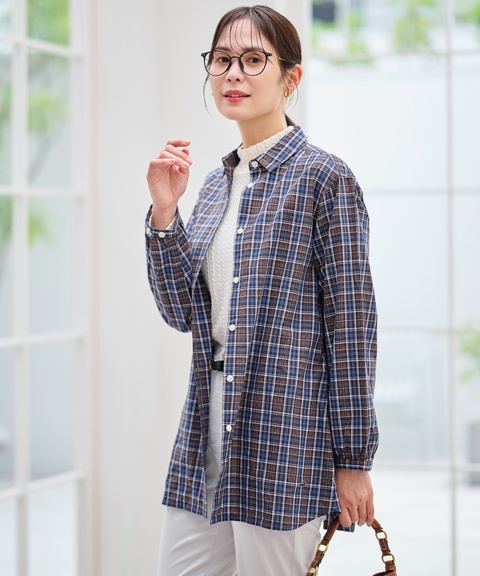 レディース ドビーチェック柄 チュニック通販 [0321-55703