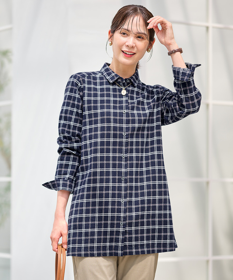 レディース 微起毛 チェック柄 チュニック【オンラインショップ限定