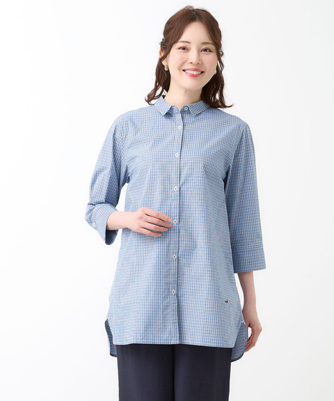 チェック 七分袖 チュニック【オンラインショップ・一部店舗限定】