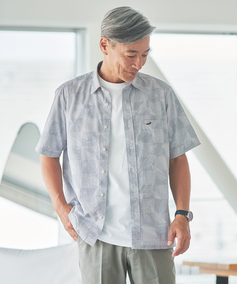 メンズ リーフ柄 プリント シャツ【吸汗速乾】通販 [1001-53126