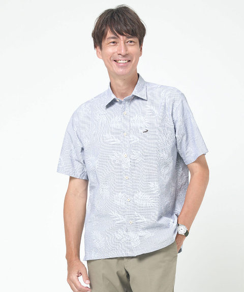 サッカー素材 リーフ柄 シャツ