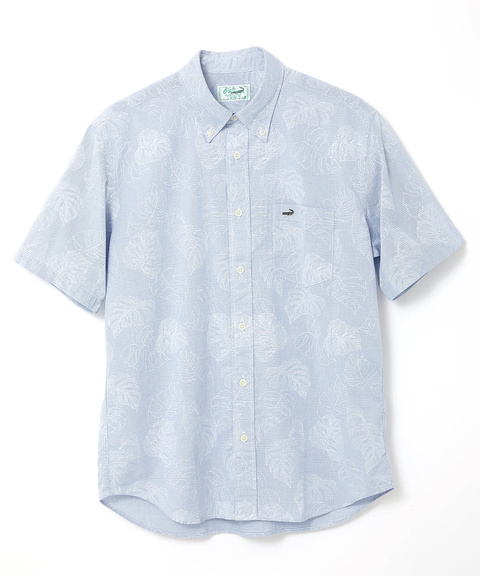 リーフプリント シャンブレー シャツ【吸汗速乾】
