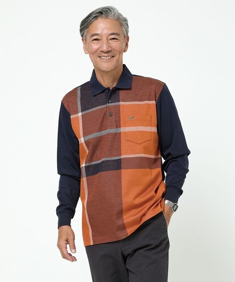 メンズ パネルチェック柄 ポロシャツ通販 [1002-55204] - クロコダイル