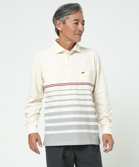 メンズ ボーダー柄 切り替え ポロシャツ通販 [1002-56201