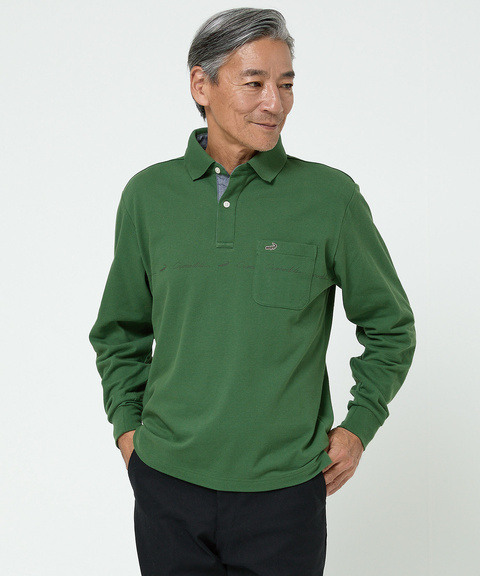 メンズ ロゴプリント 長袖ポロシャツ通販 [1002-56205] - クロコダイル