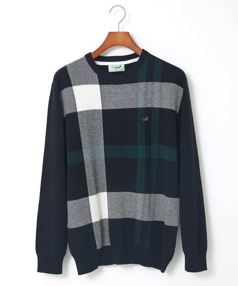 メンズ カシミヤブレンド チェック柄 セーター【手洗いOK】通販 [1003