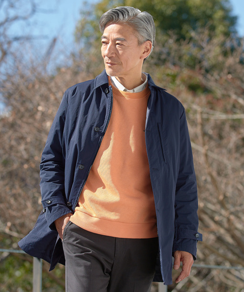 メンズ ツイル 2way ステンカラー コート通販 [1004-51400